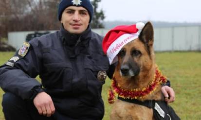 Вінничан з новим роком привітали кінологи та їхні чотирилапі напарники / Новости Винницы и области / Інформаційний портал На Парижі Новини Вінниці / Вінничан з новим роком привітали кінологи та їхні чотирилапі напарники